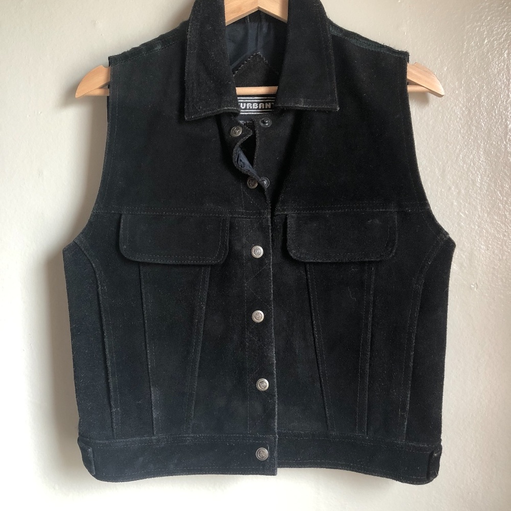 Cropped black suede vest size S